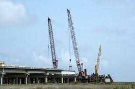 bridge building equipment completing a