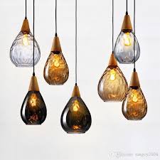 Modern Glass Pendant Light Vintage Amber Smoky Clear Glass Wood Hanging Pendant Lamp Decorative Indoor Pendant Light E27 E26 Low Voltage Pendant Lights Pull Down Pendant Light From Rangcy2008 66 6 Dhgate Com