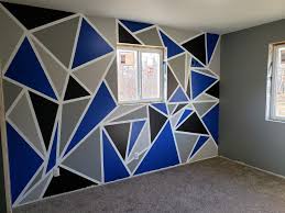 Geometric Wall With Blue Wall Paint