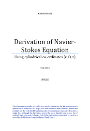 navier stokes derivation in cylindrical