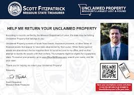 How to find lost money. Missouri State Treasurer Unclaimed Property Postcard Recipients