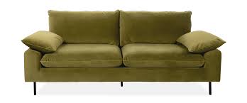 noah olive green velvet 3 seater sofa
