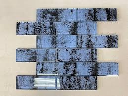Brick Pattern Blue Glossy Glass Mosaic