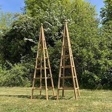 Set Of 2 Wooden Garden Obelisks 1 9m