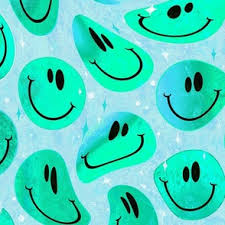 aqua smiley faces fabric wallpaper and