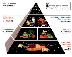 According to the pyramid, you should be getting most of your energy from whole grains, which are the biggest group at the bottom. Educational Tools For Better Eating Origin And Evolution Of Dietary Guidelines In Catalonia