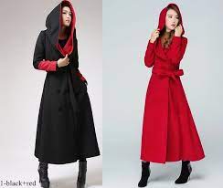 Hooded Long Wool Coat Women Warm Winter