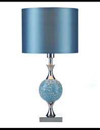 Dar Elsa Table Lamp Chrome Blue Mosaic