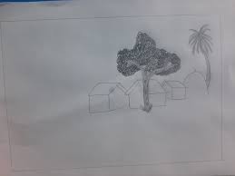 a beautiful village scenery drawing