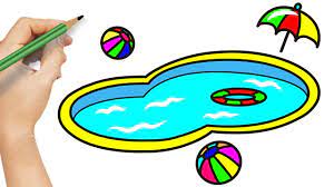 How to draw a swimming pool i drawing swimming pool for kids i beautiful drawing lessons. How To Draw Swimming Pool Playground Amazing Coloring With Pencil For Children Youtube