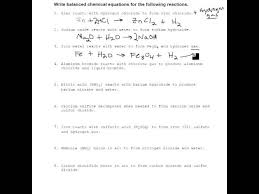 Practice Writing Chemical Equations