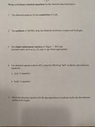 balance chemical equations for