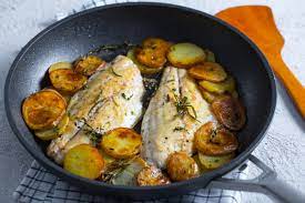 pan fried sea bream fillets and