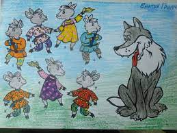 Волк и семеро козлят рисунки детей - 84 фото