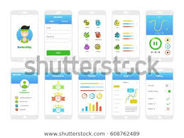 Be Healthy Fitness Ui Kit App Stock Vector Royalty Free 608762489