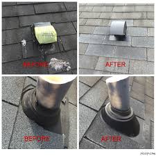 I think you have problems venting through roof, there won't been enough pressure to vent, (unlike a cooker hood) moisture will condensate & you get mould in the pipe work. Roof Repair Gallery Mctoolman