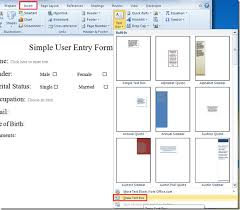Create User Entry Forms In Word 2010