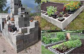 raised garden bed out of cinder blocks