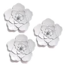 Alluring White Metal Flowers Wall Art