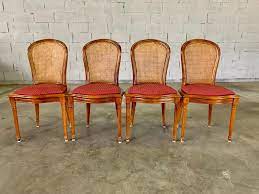 6 modernist casa del sol dining chairs by john van koert for drexel mcm. French Vintage Mid Century Cane Back Dining Chairs Set Of 4 Vinterior