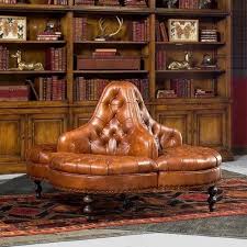 Round Antique Vintage Leather Sofa For