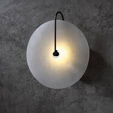 Modern Stylish White Marble Indoor Wall Sconce Round Decorative Wall Light In Black Finish Indoor Sconces Wall Lights Lighting