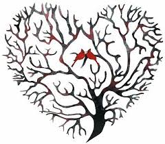 heart tree metal wall art love birds