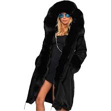 Women Camo Faux Fur Lined Coat Hooded
