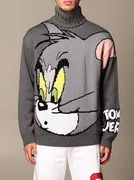 GCDS: turtleneck with big Tom and Jerry | Sweater Gcds Men Grey | Sweater  Gcds TJ21M020002 GIGLIO.COM