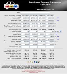 Auto Lease Payment Comparison Calculator Information