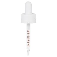 18-400 White Child Resistant Graduated Medical Glass Dropper (65mm)