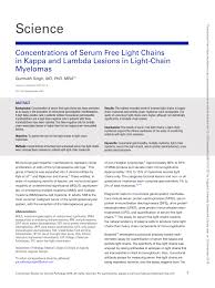 serum free light chains in kappa