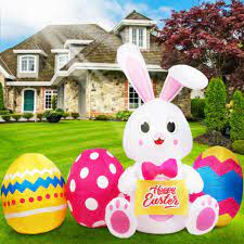 6ft Easter Bunny Inflatables With Eggs