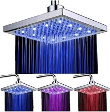 Delipop Hn 11 Led Shower Head Temperature 3 Color Changing 8 Inch Square Abs Chrome Finish 12 Leds For The Bathroom Amazon Com