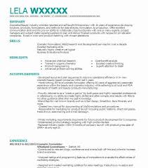 cosmetic formulator resume sle