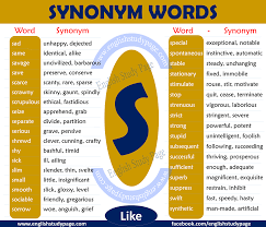 synonym words with s english study page