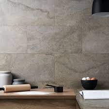 tilebar acadia slate gray 12x24 quartz look matte porcelain tile backsplash wall and floor