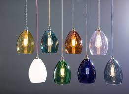 Coloured Glass Mid Pendant Light By