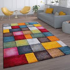 short pile living room rug check design