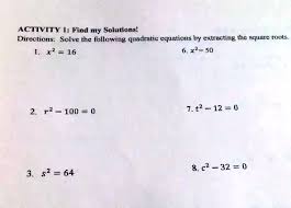 Solve The Following Quadratic Cquations