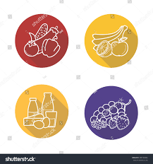 Grocery Store Products Categories Flat Linear Stock Vector Royalty