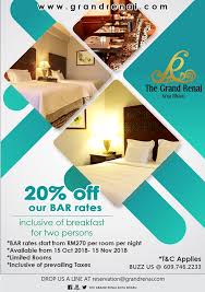 Simply select your dates of stay and click on the check rates button to submit the form. The Grand Renai Kota Bharu On Twitter The Grand Renai Special Room Promo 20 Off Our Bar Rates Inclusive Of Breakfast For Two Persons Bar Rates Start From Rm270 Per Room