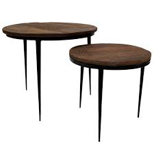 Set Of 2 Round Wooden Coffee Tables