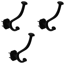 3 hooks black wrought iron double 5