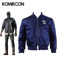Us 69 0 Watch Dogs 2 Marcus Holloway Jacket Cosplay Costume Blue Coat Men Adults Outwear Suit Autumn Winter Jacket Halloween Christmas In Game