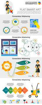 Cleaning Service And Management Concept Infographic Charts