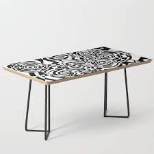 White Geometric Painting Coffee Table