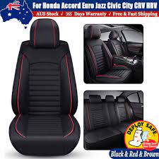 Black Red Car Seat Covers 5 Sit Leather