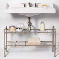 Notwithstanding a small bathroom you've got or not, you want some imaginative storage ideas which agree with your inside and the sum of space you have. 31 Products From Target That Ll Make A Big Difference In A Small Space Sink Shelf Storage Shelves Sink Storage