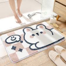 cute rabbit tufted doormat bath mat
